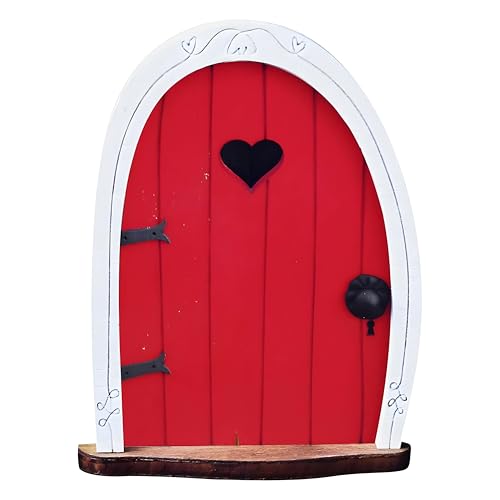 Red Streak Whimsical Miniature Fairy Door - Handcrafted 3D Mini Woodland Portal Tree Accessory for DIY Garden Landscapes, Terrarium Decor & Collector's Fantasy Displays