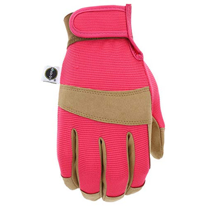 Miracle-Gro MG86205 General Utility Gloves – [Medium/Large], Synthetic Leather Padded Palm Gloves, Spandex Back, Adjustable Hook and Loop Wrist - size: Medium-Large