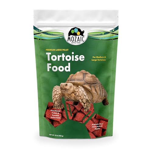 Mozaic Tortoise Food, 15 oz Bag - Premium Large Tortoise Pellets for Sulcata, Russian, Red Footed, Hermann's, & Desert Tortoises - Complete & Balanced Nutrition - size: 15 Ounce (Pack of 1)