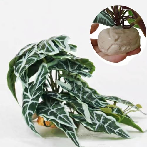 Fake Plants for Reptiles,Artificial Plants for Terrarium Decor - color: Alocasia