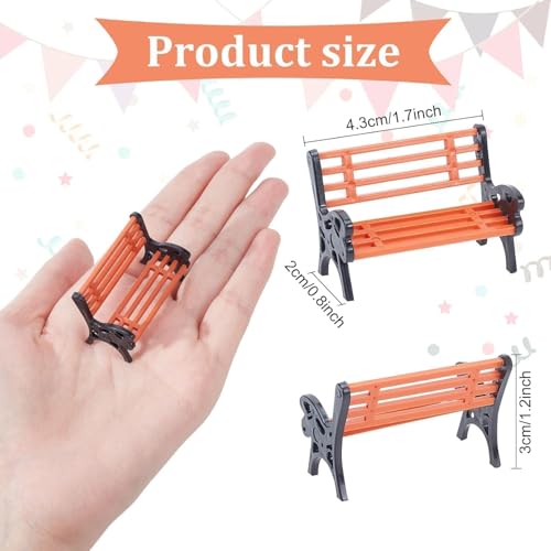 Miniature Park Bench Set 2-Pack - 1:12 Scale Brown Garden Seats with Realistic Detailing, Tiny Park Benches for Dollhouse and Fairy Garden Accessories, Train and Miniature Landscape Décor