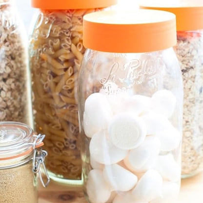 Le Parfait Screw Top Jar 2L (64oz) Wide Mouth Glass Jar, Orange, 3 Pack - color: 2L-Orange (Set/3)