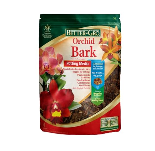 Better-Gro Orchid Bark - Potting Medium for Orchids & Tropical Plants, 4 qt | Premium grade potting medium;for repotting, root development, water retention, ideal for Phalaenopsis, epiphytic orchids - size: 4 Quarts