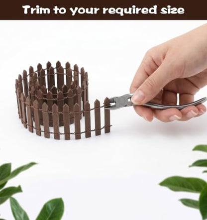 2 Pcs Fairy Garden Fence, 35 Inch Mini Fence for Garden, Brown Small Decorative Picket Fences for Miniature Gardens, Dollhouse, Plant Pots, Crafts & Diorama Projects