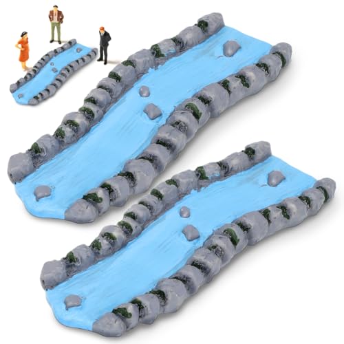 VOSAREA 2pcs Miniature River Stream Resin Fairy Garden Pond | Resin Water Scene Accessory for Dollhouse Landscape Decor, Sand Table, Model Scenery and Micro Landscap