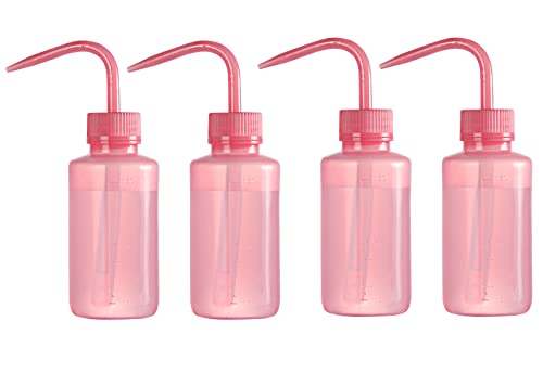 Oubest 4pcs Small Squeeze Bottles 150ml 5oz Wash Bottle Ldpe Plastic Squirt Water Bottle for Medical Label Tattoo Lash Water Succulent Watering Irrigation - color: Pink, size: 4Pcs 150ML