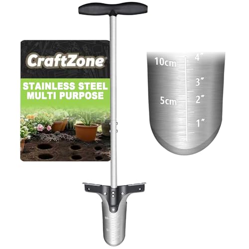Bulb Planter Tool with Long Handle and Foot Pedal Heavy Duty High Carbon Steel Garden Dibber Sod Plugger Cutter for Planting Bulbs Tubers and Lawn Care for Digging Grass Plug Soil Tulips