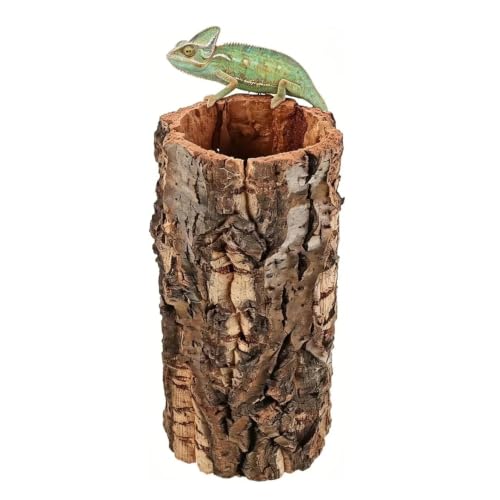 Natural Cork Bark Reptile Hideout Tube, 7.86 Inch Terrarium Log Decor | Hollow bark-style shelter for reptile tanks, vivariums and natural habitat setups