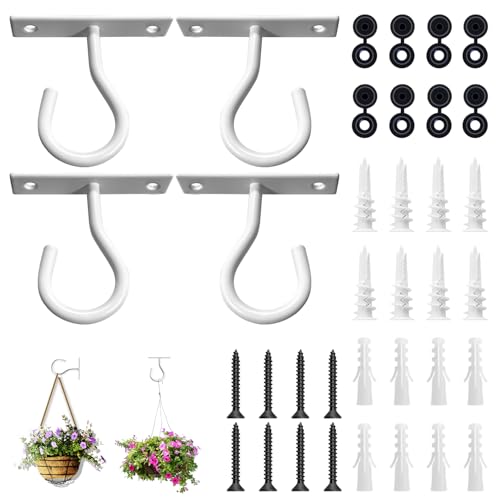 4Pack 2.5In Ceiling Hooks for Hanging Plant, Wall Hanger Plant Holder White - size: 2.5Inch 4Pack-White