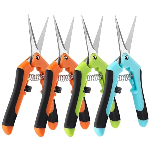 4 Pack Garden Pruning Shears, Stainless Steel Shears, Gardening Shears Scissors Pruning Shears for Gardening Tools (2pcs Orange+1pcs Green+1pcsBlue) - color: 4pcs Orange Green Blue