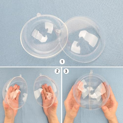 20 Pcs 4.72 Inch Clear Acrylic Fillable Balls, Christmas DIY Fillable Ornaments Balls, Acrylic Ornaments Ball for Christmas, Holidays, Weddings, Parties, and Home Decor - size: 20 Pcs 4.72 Inch Fillable Balls
