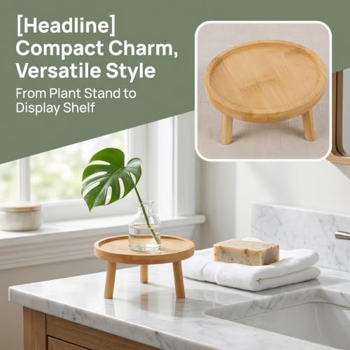 DOITOOL Wooden Indoor Plant Stand 4.33 Inch Flowerpot Tray Lightweight Decorative Plant Stool for Succulents Vase Display Shelf for Home Tabletop - size: 10.00X10.00X7.50CM