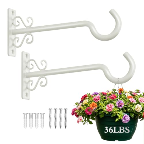 BOLITE Plant Hangers, 8 Inch Hanging Plant Brackets Outdoor Indoor, White - color: Retro White, size: 8 Inch
