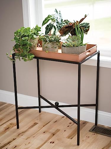 Gardener's Supply Company Essex Butler's Tray Plant Stand | Sturdy Indoor Potted Plants & Flower Holder with Watertight Planter Tray for Water Spills and Easy Transport | Easy to Install