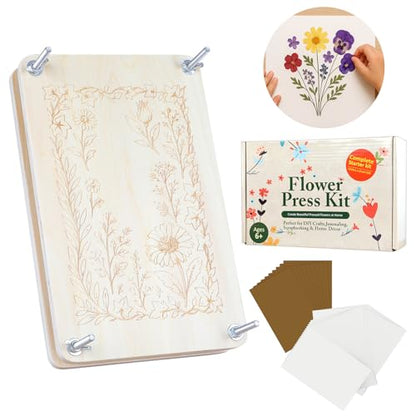 MeRGBWLife Large Flower Press Kit for Adults – 10.8"x6.9" Wooden 6-Layer Flower Press for Pressed Flowers, Herbs & Leaves, DIY Flower Preservation for Bookmarks, Weddings, and Craft Projects - size: 10.8"x6.9"