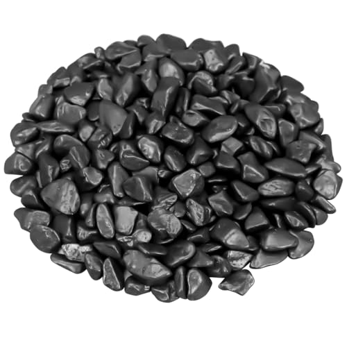 Decorative River Rocks & Landscaping Pebbles for Potted Plants - color: Black, size: 1 Pound