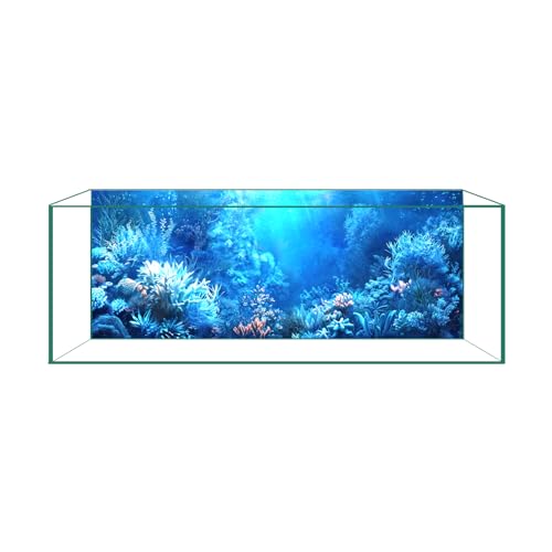Aquarium Background Film, Static Cling, Glue-Free, Blue Ocean 19.6"H×59"W - color: Blue Ocean, size: 19.6 X 59 Inches
