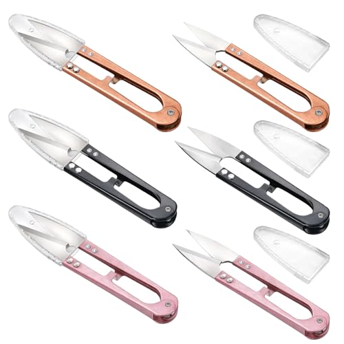 Thread Snips for Sewing, 6 Pcs 4.33 Inch High-Carbon Steel Thread Cutter | Sharp Thread Scissors with Safety Covers for Sewing Quilting Knitting DIY Jewelry Making Bonsai Bud and Leaves Pruning