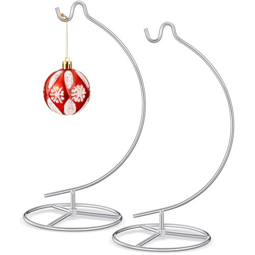 2 Pack Ornament Display Stand, 10.43" Hanging Stand, Silver | Ornament Hanger, Air Plant Holder, Terrariums, Crystal Ball Hanging Hook, for Christmas, Wedding, Home, Office Decoration - color: Silver