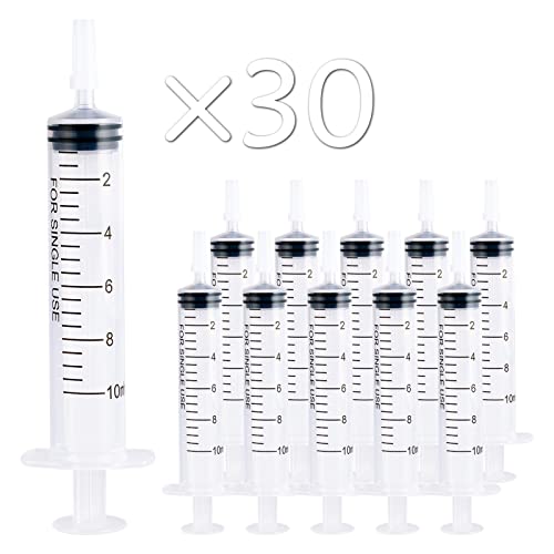 30 Pack 10ml Plastic Syringes, Small Syringe with Tip Cap | Oral Syringe for Scientific Labs, Feeding Pets, Measurement, Refilling, Mini 10ml Measuring Tools for Liquid, Needleless - style: 10ml