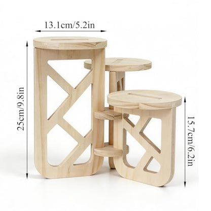 Kasutoo Wooden Plant Stand ,3 Tiers Indoor Succulent Windowsill Shelf - Small Tabletop Plant Holder for Home, Office, Living Room, Bedroom Decoration