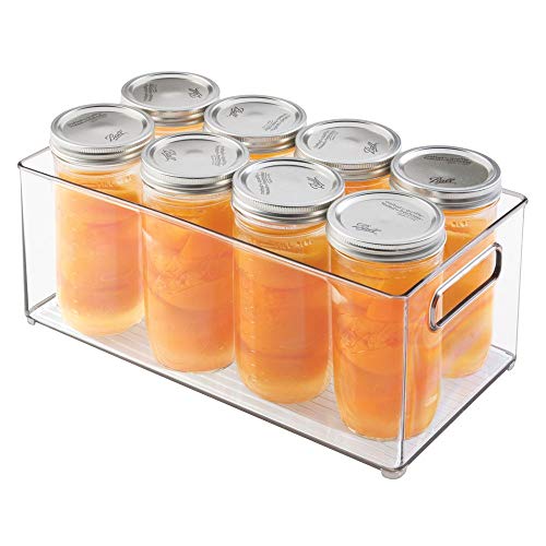 mDesign Deep Plastic Kitchen Storage Organizer Container Bin for Pantry, Cabinet, Cupboard, Shelves, Fridge, or Freezer - Holds Dry Goods, Sauces, Condiments, Drinks, Ligne Collection, 8 Pack, Clear - size: 14.5 x 8 x 6