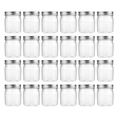 novelinks 8 oz Plastic Mason Jars and Clear Plastic Jars with Lids 8 oz | 24 Pack, Silver, Plastic Containers with Lids, Small Mason Jars, Clear Jars Bulk, Spice Jars, Slime Jars, Mini Jars - color: Silver, size: 24 Pack 8 Ounce