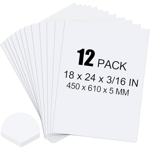 ToLanbbt 12 Pack White Foam Board, 18 x 24 x 3/16" Thick Foam Core Acid Free Poster Foamboard for Art Craft Projects, Painting, Displaying, Signage, Wedding, School - color: White, size: 18x24"-12P