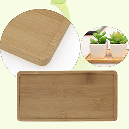 2-Pack Bamboo Rectangular Plant Saucer Drip Tray 6.9x3.5 Indoor - size: 6.9x3.5 inch