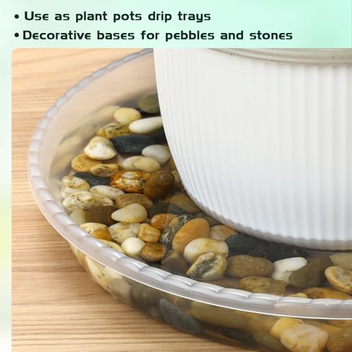 5 Pack 9 Inch Clear Plant Saucers, 5 7 9 11 13 15 Inch Plastic Plant Trays for Flower Pots Plant Drip Water Catcher Tray Indoors Outdoor (9 Inch) - size: 9 Inch
