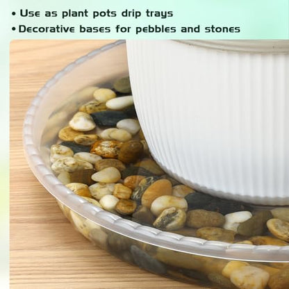5 Pack 9 Inch Clear Plant Saucers, 5 7 9 11 13 15 Inch Plastic Plant Trays for Flower Pots Plant Drip Water Catcher Tray Indoors Outdoor (9 Inch) - size: 9 Inch
