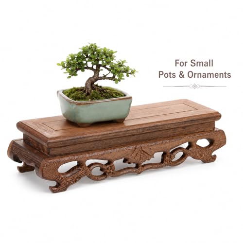 Wooden Display Stand 8.85 X 2.75 X 2.16 in Solid Wood Display Base for Figurines Vase Stand Plant Pot Riser Fish Bowl Riser Tabletop Home Decor