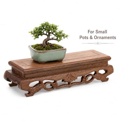 Wooden Display Stand 8.85 X 2.75 X 2.16 in Solid Wood Display Base for Figurines Vase Stand Plant Pot Riser Fish Bowl Riser Tabletop Home Decor