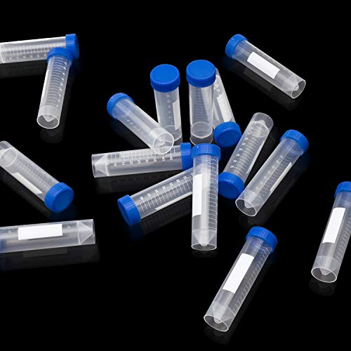 50ml Plastic Centrifuge Tubes with Screw Cap, CertBuy 50 Pack Self-Standing Plastic 50ml Test Tube Polypropylene Conical Tubes with Cap, Graduated Marks