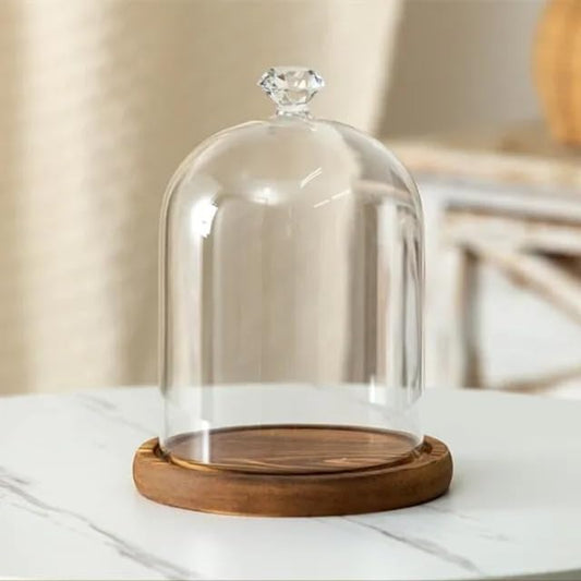 12 * 16cm Big Size Antique Base Different Top Glass Dome Vase Home Decoration Transparent Candle Cover Wedding Friend Favor Gift (1set Diamond domeba) - color: 1set Diamond Domeba