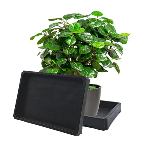 1PC Plant Saucer Tray 9 Inch, Rectangular Resin Drip Catcher - size: 9"x6.5"x1"