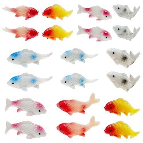 Cayway 20 PCS Miniature Goldfish, Mini Goldfish Decor Resin Model Decorative Statues Fairy Garden Animals for Plant Pots Bonsai Craft, Micro Landscaping Decoration - color: Goldfish