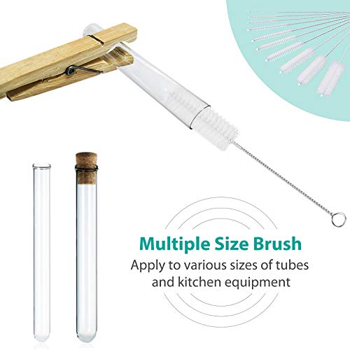 CiaraQ Bottle Cleaning Brushes, 8 Inch Nylon Tube Brush Set, Cleaner for Narrow Neck Bottles Cups with Hook, Set of 10pcs. (Pack of 2) - color: White, size: 8.0 Inch (10pcs) (Pack of 2)