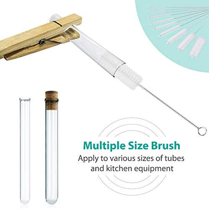 CiaraQ Bottle Cleaning Brushes, 8 Inch Nylon Tube Brush Set, Cleaner for Narrow Neck Bottles Cups with Hook, Set of 10pcs. (Pack of 2) - color: White, size: 8.0 Inch (10pcs) (Pack of 2)