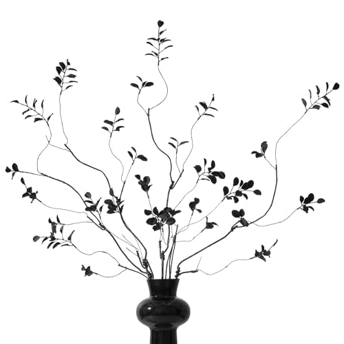 4 Pcs 38.5" Artificial Ficus Branches with Black Leaves - color: Black