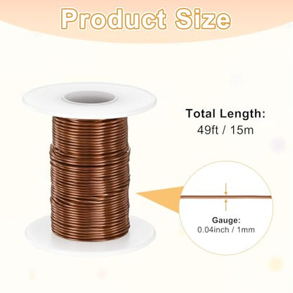 M METERXITY 1-Pack Bonsai Training Wire, 1mm x 49ft/15m Anodized Aluminum Bonsai Tree Wire for Fine Trunk/Gardening Branch/DIY Crafting [Copper] - color: Copper, size: 1mm x 49ft/15m