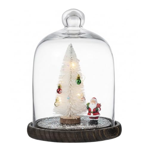 MyGift 9 Inch Clear Glass Cloche Dome Bell Jar With Wood Base | Top Handle Design, Brown Wood Platform, Transparent Cover, Collectible Display, Tabletop Décor, Keepsake Protection