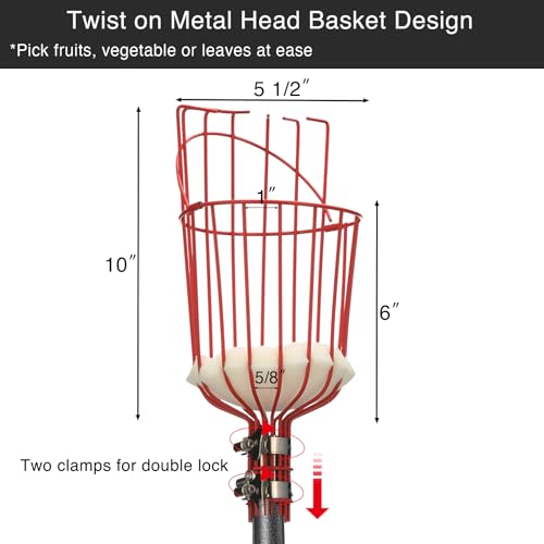 DonSail Fruit Picker Pole Tool with Basket Telescoping, Adjustable Apple Picker Pole 35-170 inch Long Handle, Mango Orange Avocado Fig Acorn Lemon Pear Pomelo Chery Picker for Tree - size: 35-170"