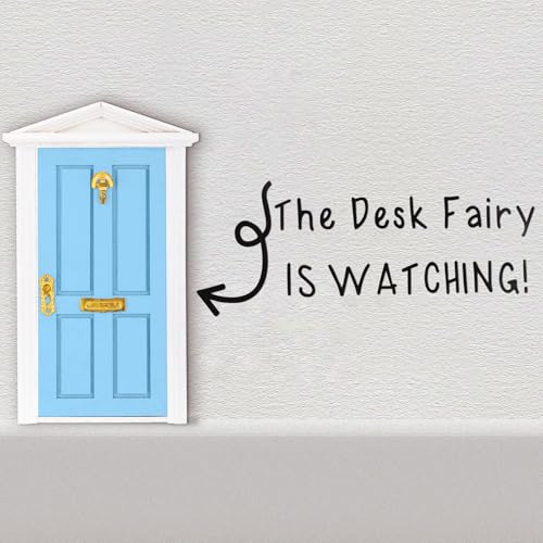 WinnerWhy The Desk Fairy is Watching Classroom Decoration Desk Fairy Door with Sticker Accessories Classroom Management for Teacher Student Decor (Blue) - color: Blue