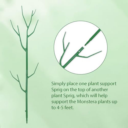 10-Pack Stackable Plant Stakes for Monstera, Pothos & Climbing Plants | 14.57-Inch Tall Branch-Style Plant Support - Reusable Plastic Stake Helps Plants Grow Upright Indoors & Outdoors - size: 10 Pack