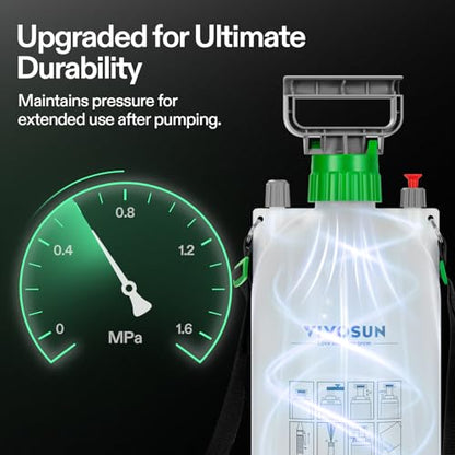 VIVOSUN 1.6 Gal/6L Pump Sprayer, Garden Water Sprayer | for Plants, Weeds & Lawn Care, with 3 Nozzles, 50'' Long Hose & Pressure Relief Valve - size: 1.6 gal