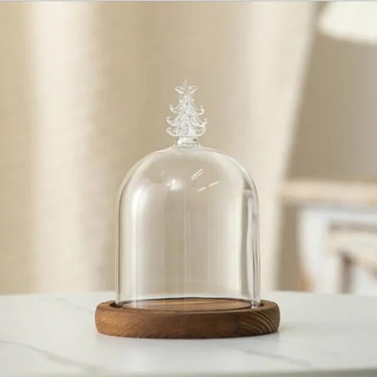12 * 16cm Big Size Antique Base Different Top Glass Dome Vase Home Decoration Transparent Candle Cover Wedding Friend Favor Gift (1set Tree Dome Base) - color: 1set Tree Dome Base
