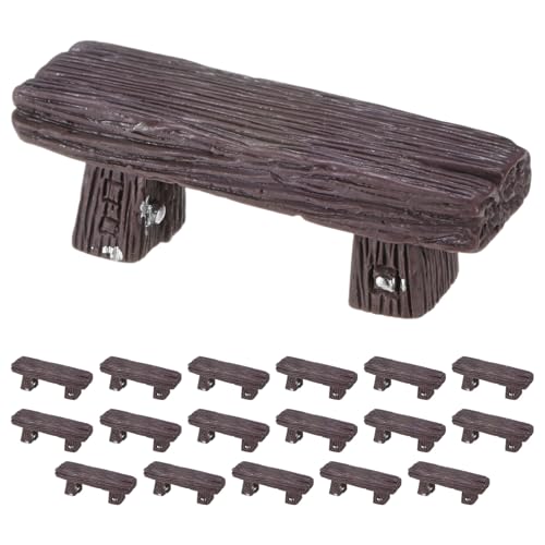 M METERXITY 18-Pack Miniature Resin Bench, 2.2x0.7x0.7 Inch Mini Garden Chair for Terrarium Accessories/DIY Micro Landscaping/Dollhouse, Tiny Park Street Seat [Black] - color: Black