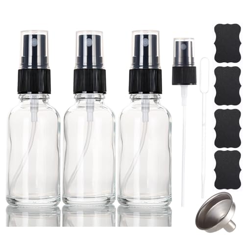1 oz Glass Spray Bottles,Small Empty Fine Mist Refillable Travel Spray Bottle for Cleaning,Perfume,Aromatherapy,Cosmetic Sprays,Hair,Essential Oils with Fine Mist Dispenser（3 Pack） - size: 3 pack 1 oz