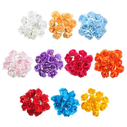 120 Pcs Artificial Paper Rose Mini Paper Flowers Handmade Small Flowers for Crafts Fake Mixed Color Papers Flower for DIY Wedding Crafts Graduation Cap Decoration